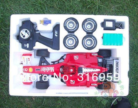 Picture of RC Car Racing F1 Formula One Car 1:10 Radio Control cars with 4 spare tyres Flashing lights car model electronic toy vehicles