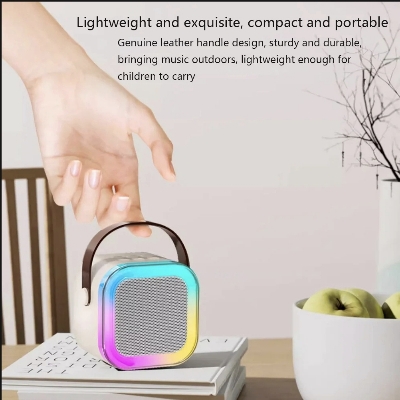 Picture of K12 Dual Microphone Karaoke Bluetooth Speaker RGB Light Two 5W Speakers Sound Subwoofer Boombox Support Multiple Input Modes