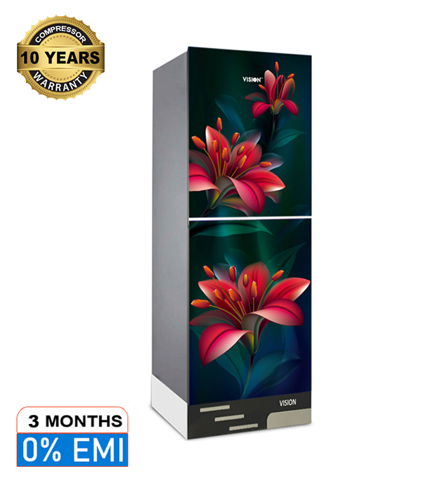 Buy VISION Glass Door Refrigerator RE-242 Liter Red lotus Lily Top Mount at Best Price in Bangladesh