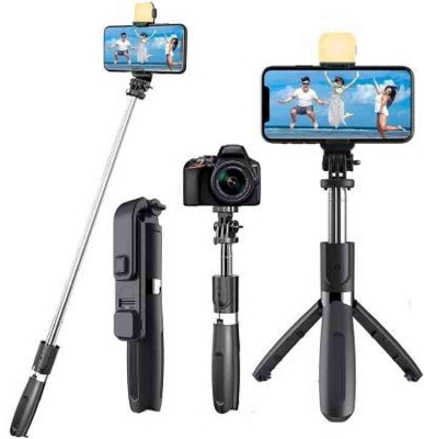 Picture of Q07 Selfie Stick Foldable Mini Tripod with Fill Light Bluetooth Remote Shutter Retractable Rod for Phone (100cm)
