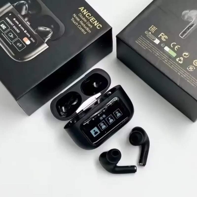 Picture of Airpods A9 Pro Touch Screen Display with ANC ENC TWS Earbuds - Black