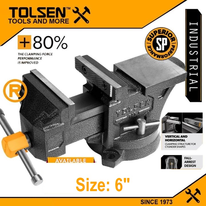 Picture of TOLSEN 6" Bench Vice Ultra Large Swivel Base w/ Anvil Arc Anvil Design Bench Vise 10806 - Kings Trading