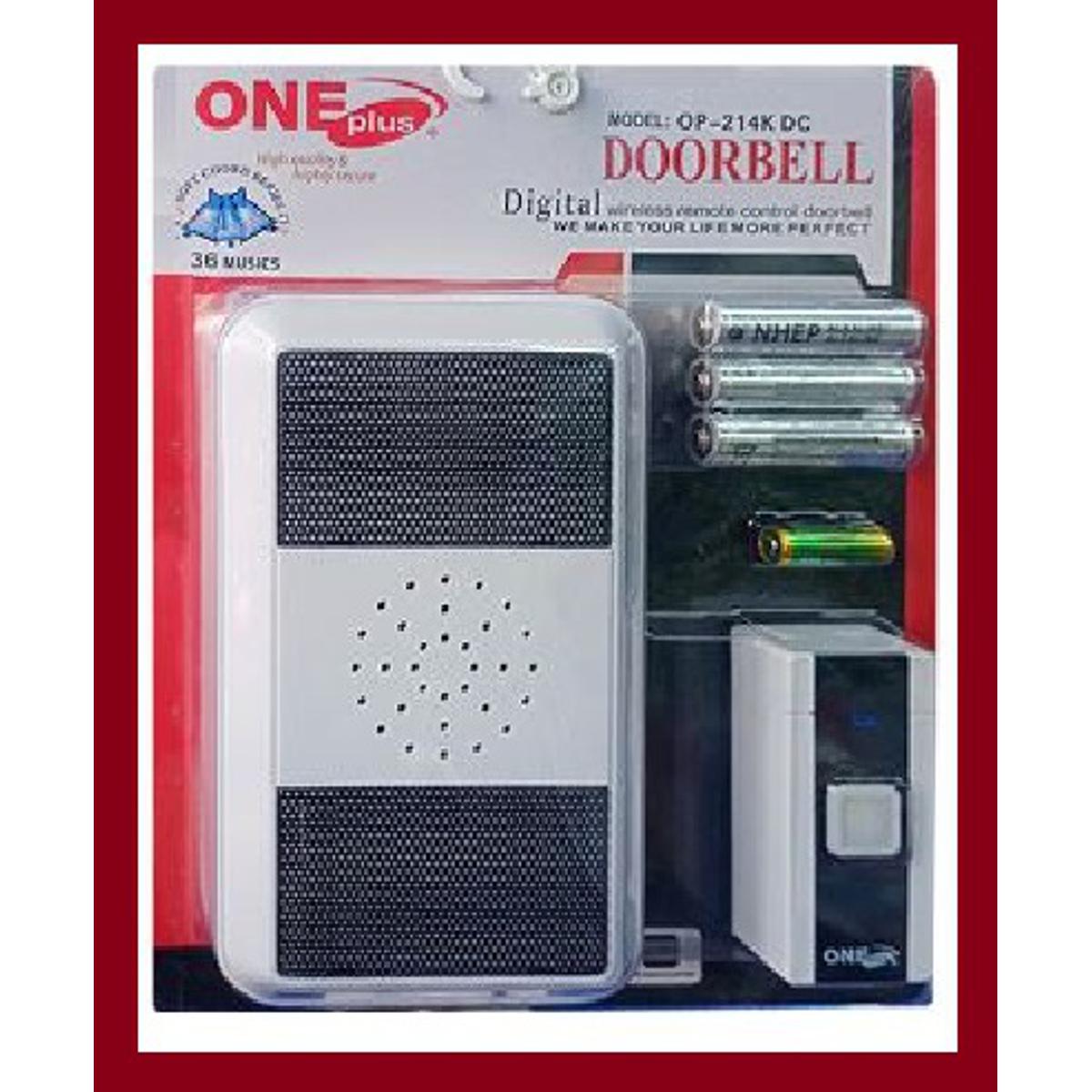 Picture of Wireless Door Bell One Plus OP-214K DC and Highly Secure 36 Melodies for selection, Remot Operating range (200 meters)
