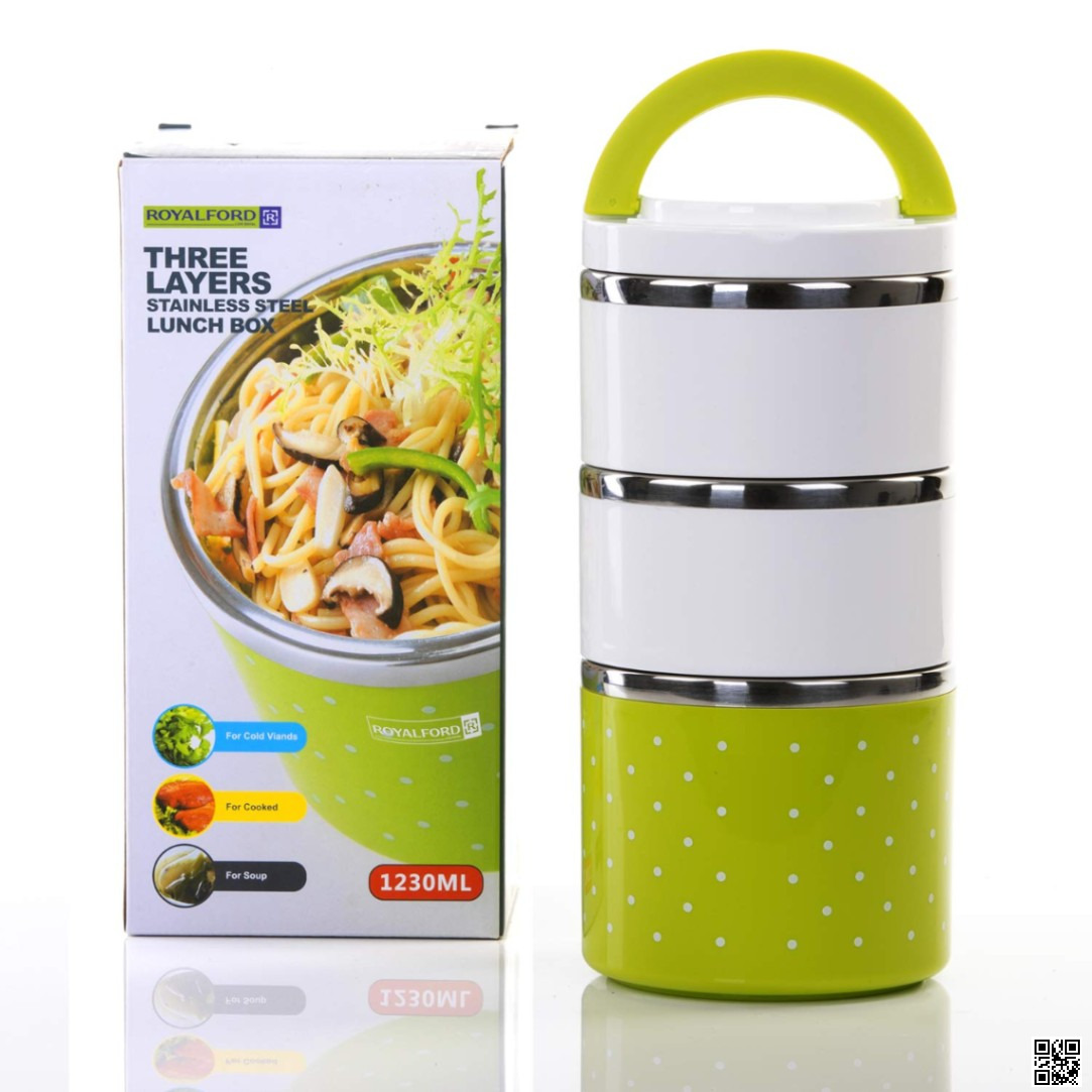 Picture of 3 Layer / 2 Layer Thermal Lunch Box, Stainless Steel Insulated Box, Leakproof Food Storage Container with Double Handles