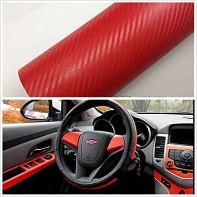 Picture of 5D Carbon Fiber Vinyl Car Diy Wrap Sheet Roll Film Sticker Decal - Red Color 8"/60"