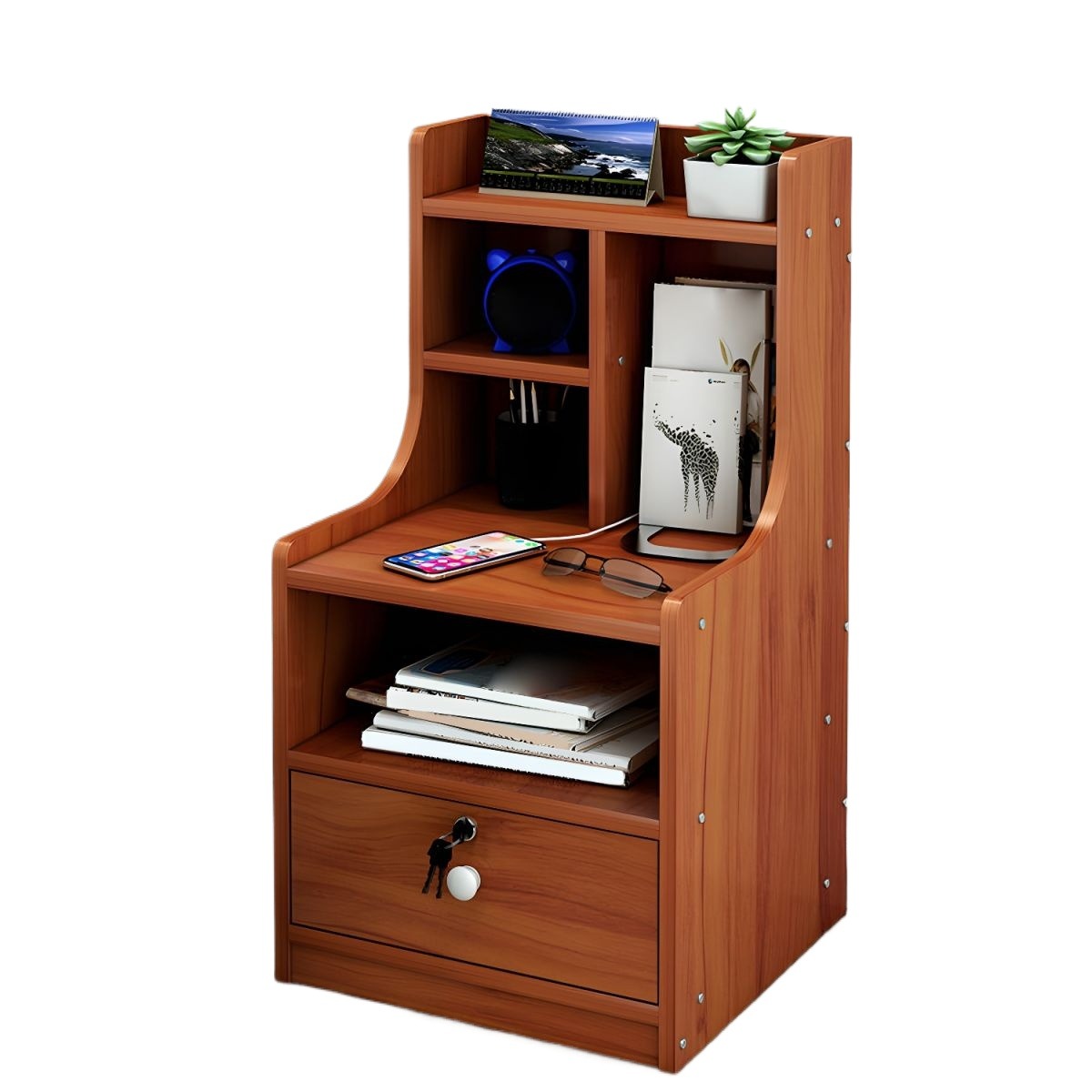 Picture of RK MDF M03 Exclusive Bed Side Table With Drawers Shanteak Finish