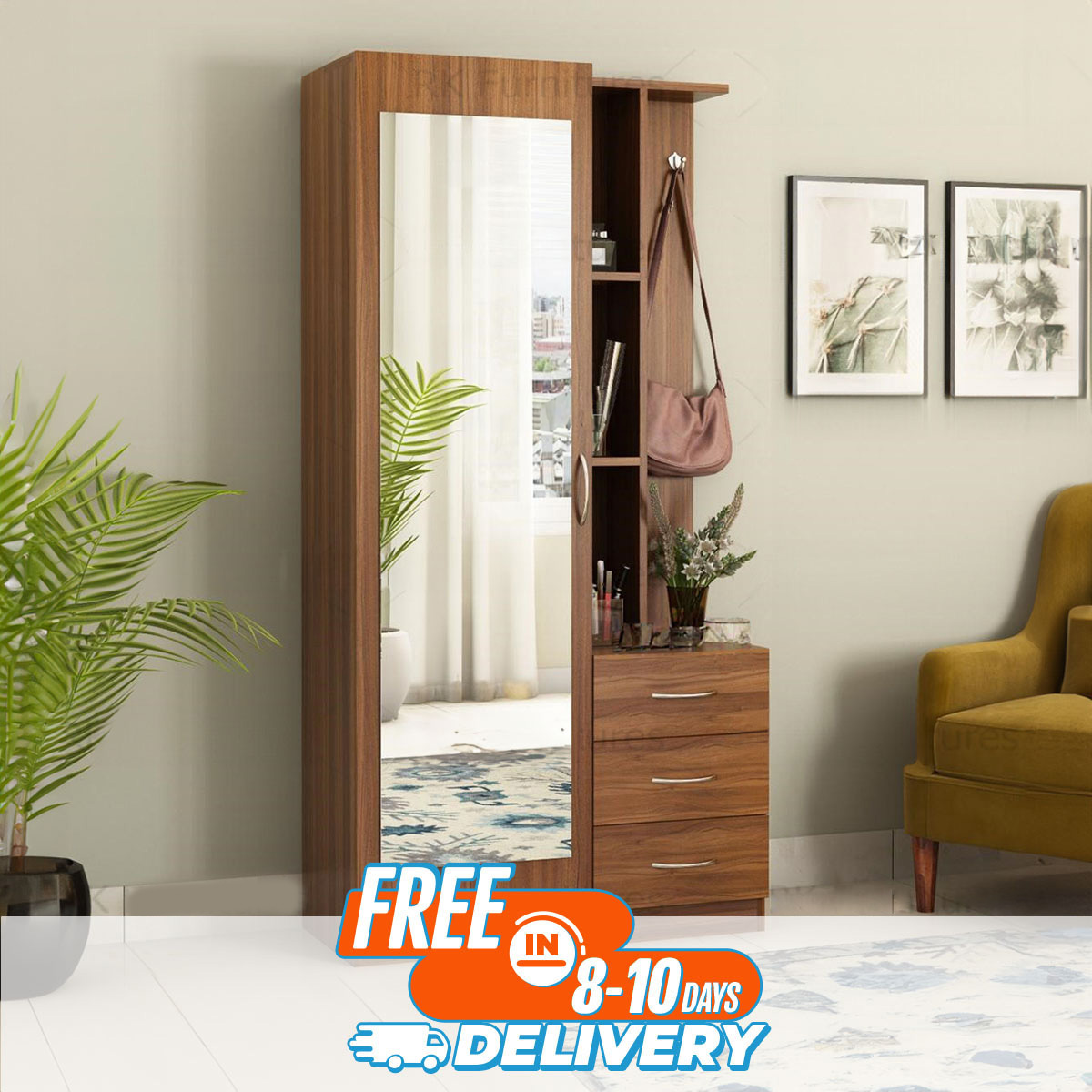 Picture of RK MDF BOX Dressing Table with Shelves and  Multiple Drawers