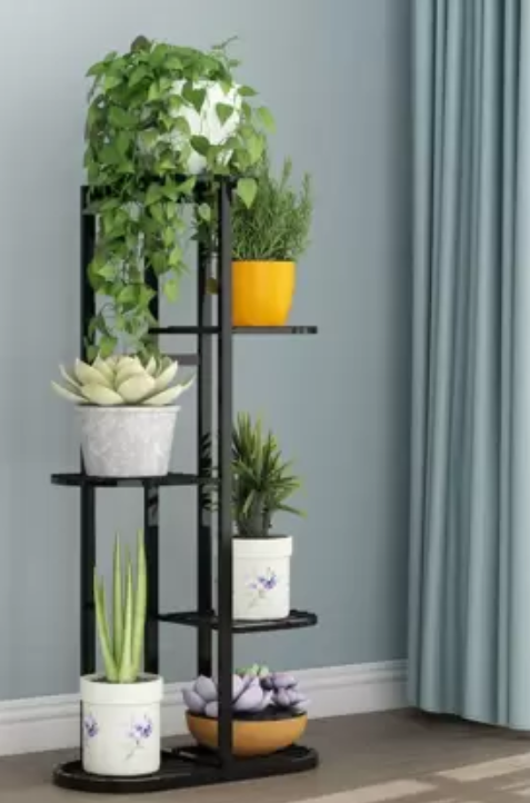 Picture of 6-Pot Metal Stand - Multi-Shelf Plant Holder Rack for Flower Pots & Containers-Patio Garden