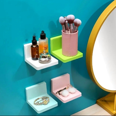 Picture of 4 Pcs Multifunction Wall Mounted Storage Rack Organizer DIY Soap Sponge Holder Kitchen Bathroom Accessories Shelves Shelf Bathroom