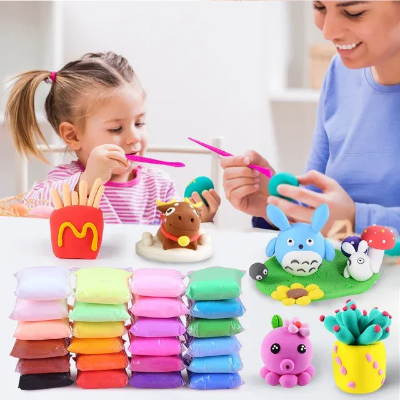 Picture of 12 Pcs Colors Air Dry Clay for Kids Non-Toxic Soft & Ultra Light Modeling Clay  Accessories and Sculpting Tools, Perfect Creative Gift for Boys & Girls