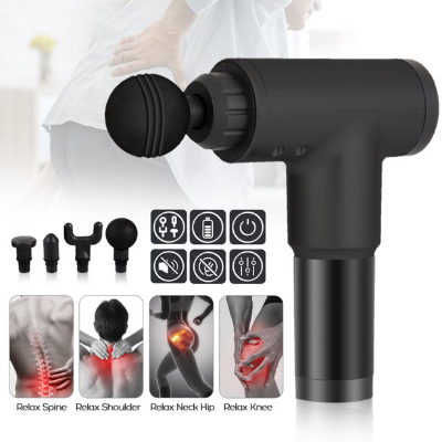 Picture of Portable Electric Fascial Gun KH-320 Massage Tool for Pain Relief | Mini Gun Massager with 4 heads | Massager For Pain Relief & Recovery | Portable Handheld Electric