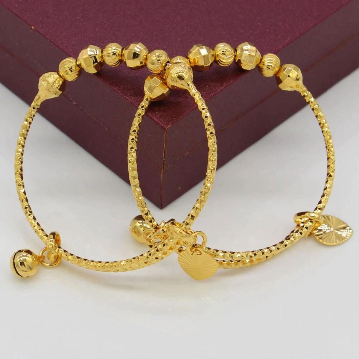 Picture of 2Piece Gold Color Kids Adjustable Bangles.