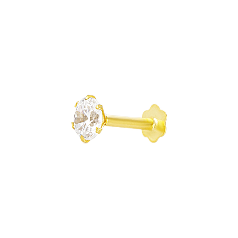 Picture of Diamond Cut Premium Quality Gold Plated Nose Pin With A CUBIC ZIRCONIA STONE- 4mm
