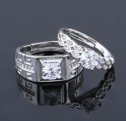 Picture of Valentine Day special Luxury Design Alloy Adjustable Finger Rings For Couple