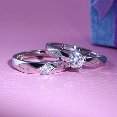 Picture of LOVE King and Queen Couple Ring Set - Ring For Couple Valentine Gift