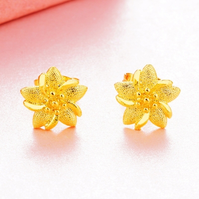 Picture of Premium Quality Dubai Gold Plating Flower Style Earrings For Women