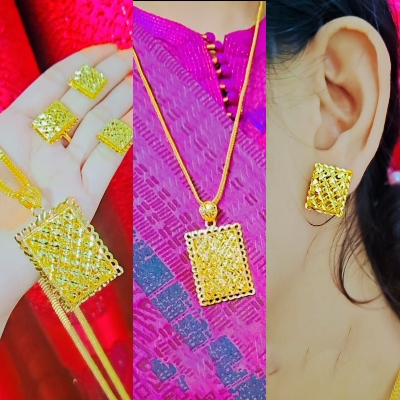 Picture of Dubai Gold Polish Premium Quality Pendant Necklace, Earring Ring Set  For Women Holiday Gifts Party Wedding Bridal Jewelry