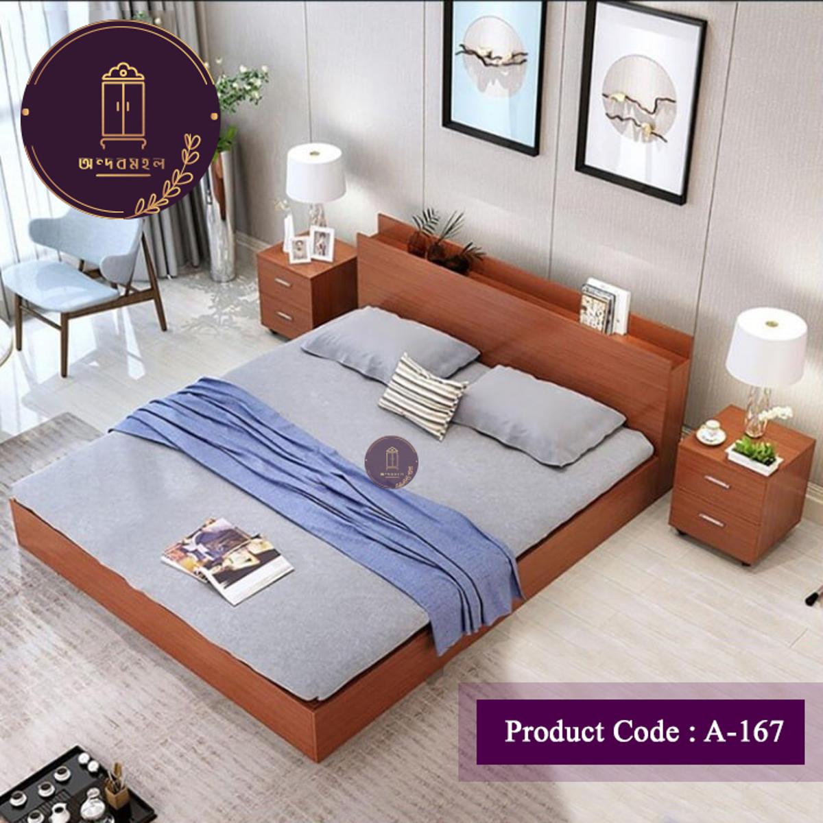 Picture of Andormahal (MDF) stylish khat/bed Single with 2 bedside tables