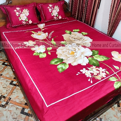 Buy king-size-full-panel-bedsheet-with-pillow-cover-chador-set-7585-feet-full-cotton-fabric-deep-blue-black-coffee-chocolate at best price in Bangladesh