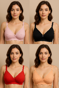 4 Piece Comfortable Soft Cotton bra for Women - Bra - Bra - Bra - Bra For Girls - ব্রা