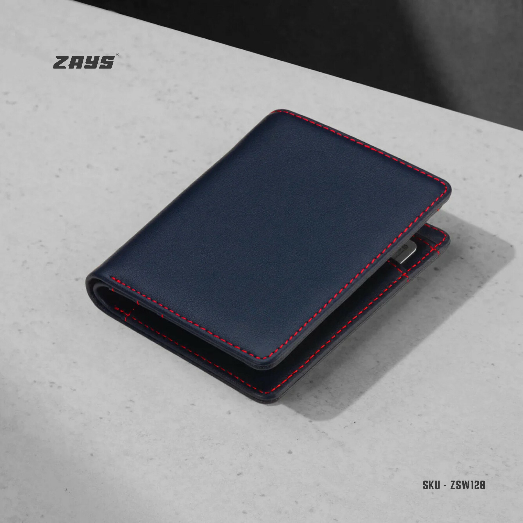 Picture of Zays Premium Handcrafted Slim Bifold Leather Short Wallet for Men & Women - Personalized Top-Grain Leather Wallet - Compact, Durable & Stylish (Black)