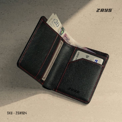 Picture of Zays Premium Handcrafted Slim Bifold Leather Short Wallet for Men & Women - Personalized Top-Grain Leather Wallet - Compact, Durable & Stylish (Black)