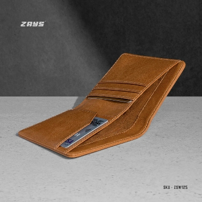 Picture of Zays Premium Handcrafted Slim Bifold Leather Short Wallet for Men & Women - Personalized Top-Grain Leather Wallet - Compact, Durable & Stylish