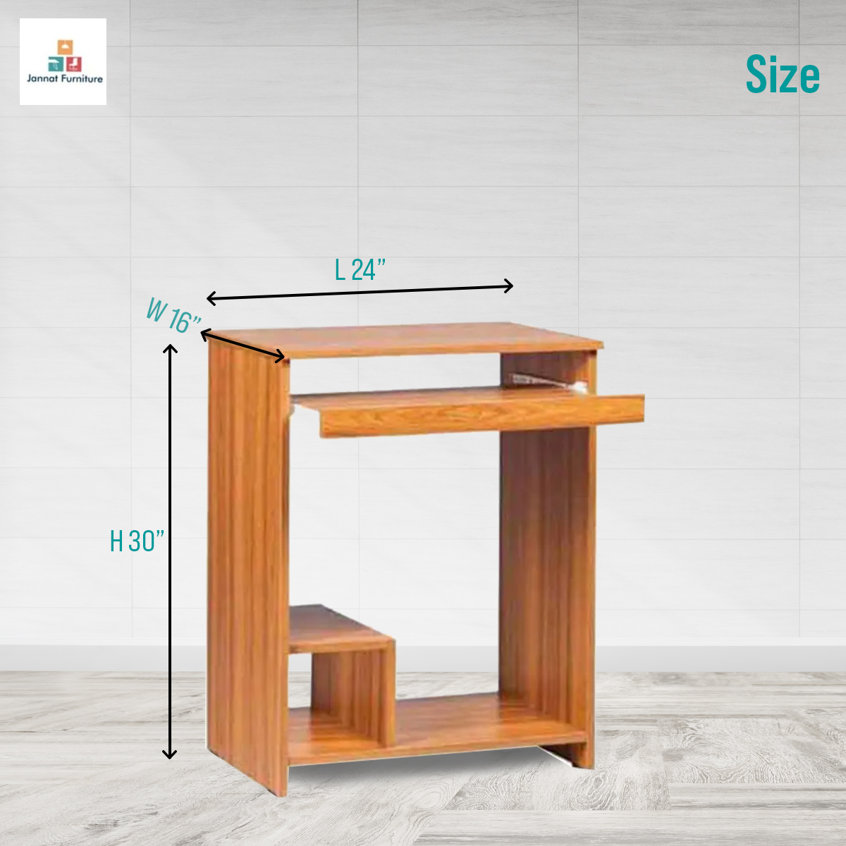 Picture of Computer Table . Size-L -24+W-16+H -30 inch. Best quality particle Board imported from Malaysia