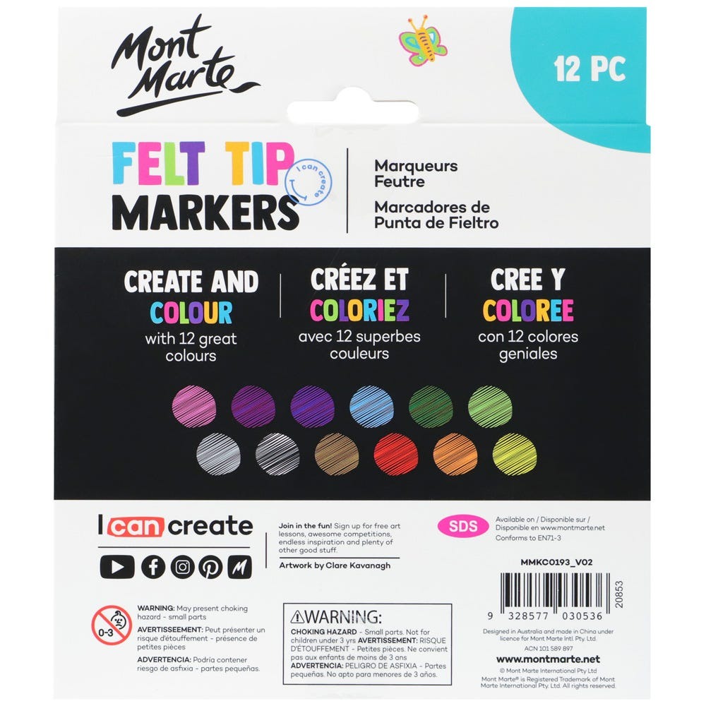 Buy mont-marte-kids-felt-tip-markers-12pc-basics at Best Prices in Bangladesh
