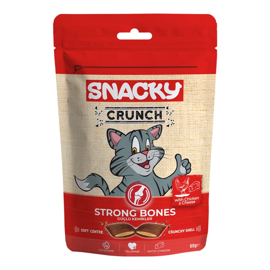 Picture of Snacky Crunch Dry Cat Treat Strong Bones with Chicken & Cheese 60gm