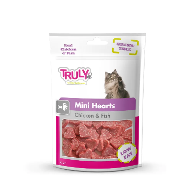 Picture of Truly Cat Treat Mini Hearts Chicken And Fish 50gm