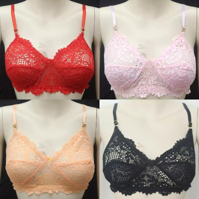 Picture of 2 Piece Womens wear Stylish Cotton flower net bra - Bra - Bra For Girls