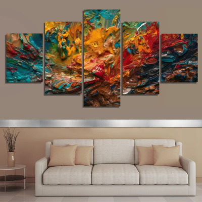 Picture of 5Pcs In 1 Set Wall Canvas Art Ready to Hang for Living Room or Bedroom Home Decoration On Wall Canvas Painting Wall