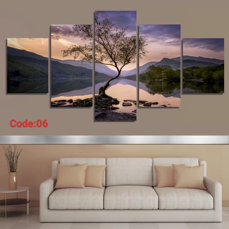 Picture of 5Pcs In 1 Set Wall Canvas Art Ready to Hang for Living Room or Bedroom Home Decoration On Wall Canvas Painting Wall