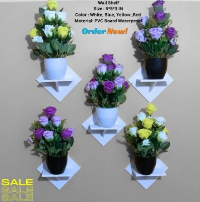 Picture of 1/3/5/10 Pcs Wall Hanging Kite Flower Stand . Self Adhesive Punch Free Wall Decorative Showpiece Holder Only . Only square Shape Stand