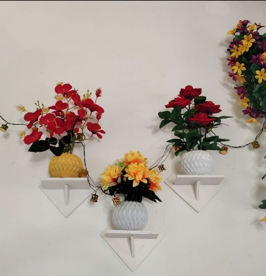 Picture of 1/3/5/10 Pcs Wall Hanging Kite Flower Stand . Self Adhesive Punch Free Wall Decorative Showpiece Holder Only . Only square Shape Stand