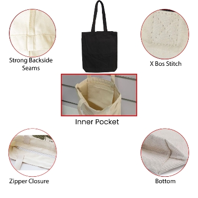  Canvas Tote Bag hand bag Pest Color Tote Bag with Zipper and pocket