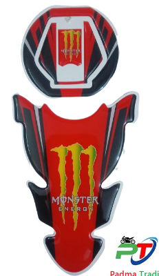 Picture of Monster Universal Fuel Tank pad Protector sticker for Motorcycle. Red Color