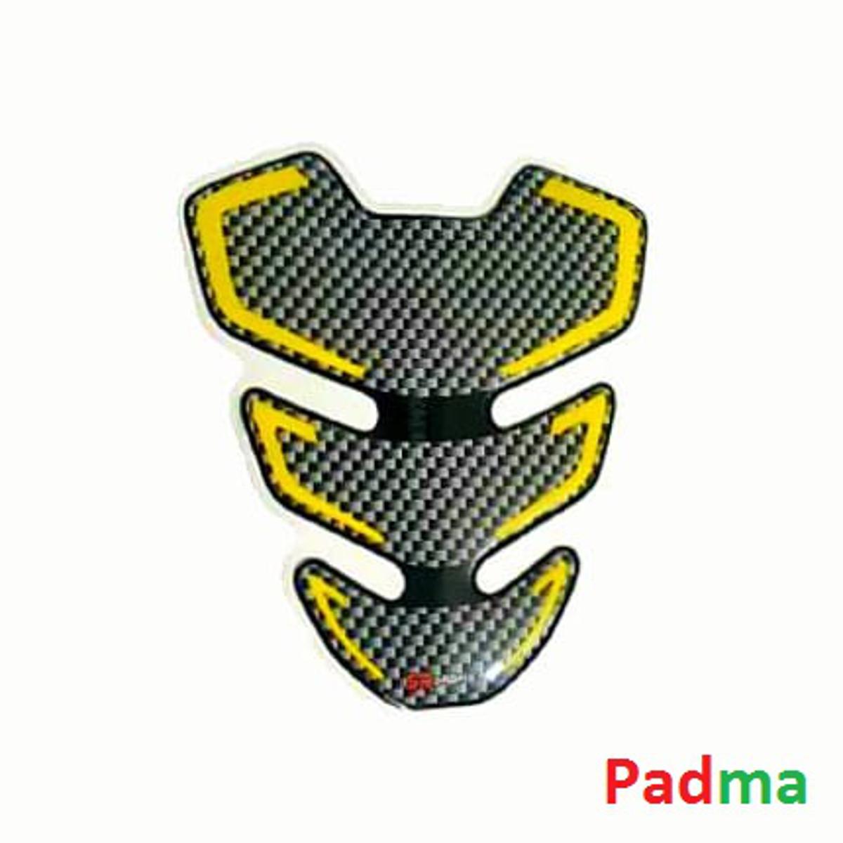 Picture of Mini 3D Carbon Fiber Bike Fuel Tank Pad Protector For Motorcycle- Yellow