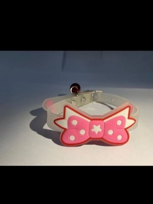 Picture of Adjustable Rubber Luminous Pet Puppy Dog Cat Collars With Bells Ball Random Color Collar