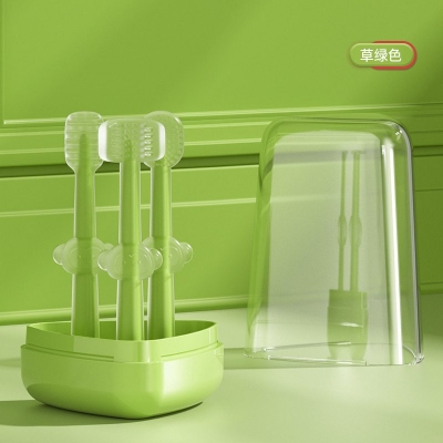 Picture of Baby Soft Bristle Toothbrush + U-Shaped Brush + Silicone Tongue Cleaner, 0-18 Months 3Pcs Set with Box