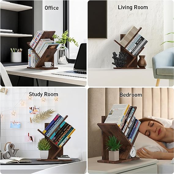 Picture of ROCOCO Mini Tree Bookshelf, 3 Tier Shelf Bookcase for Home, Office, Bedroom, Living Room