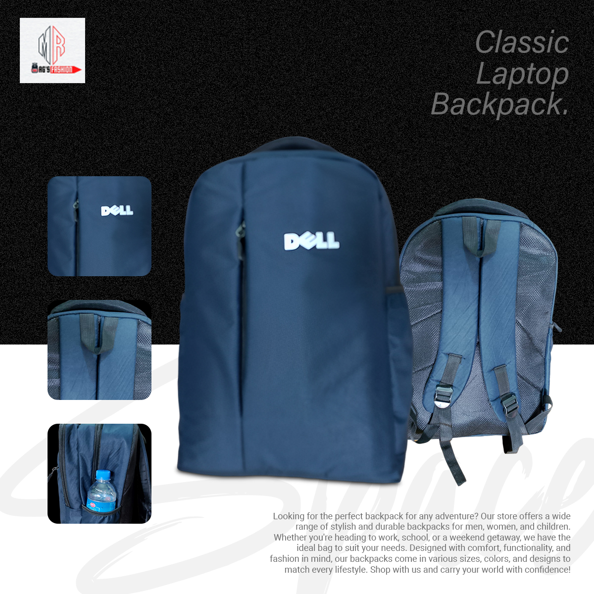 Picture of Classic Travel Backpack for Men and Women - Travel Bag - Waterproof Fabric - Laptop Bag - Rainproof - Blue