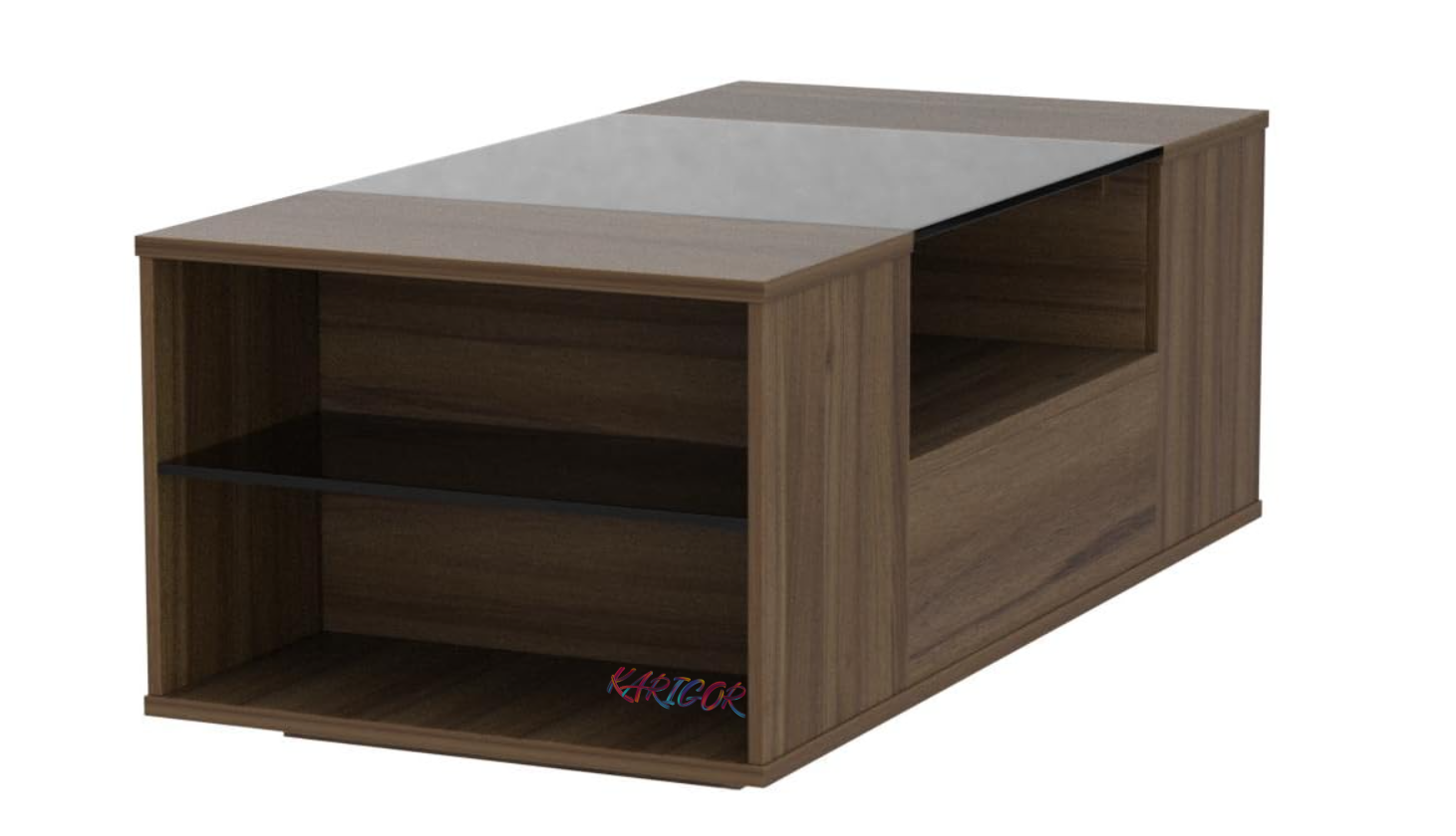 Picture of FlipFlop Design Coffee Table with Glass & Storage Drawer Tea Table for Home & Office