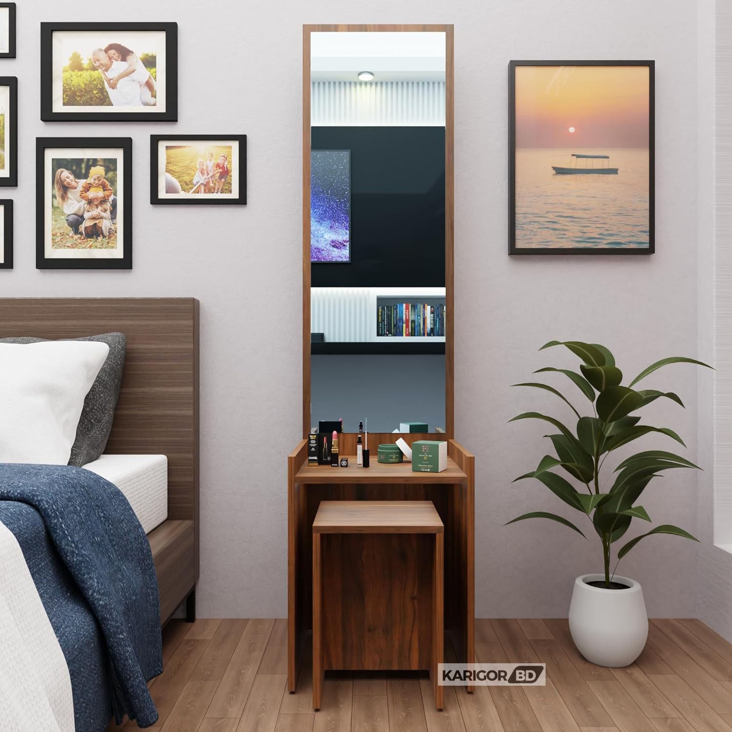 Picture of Book Shelf Corner Cabinet with Drawer Triangle Side Storage Rack By Karigor BD