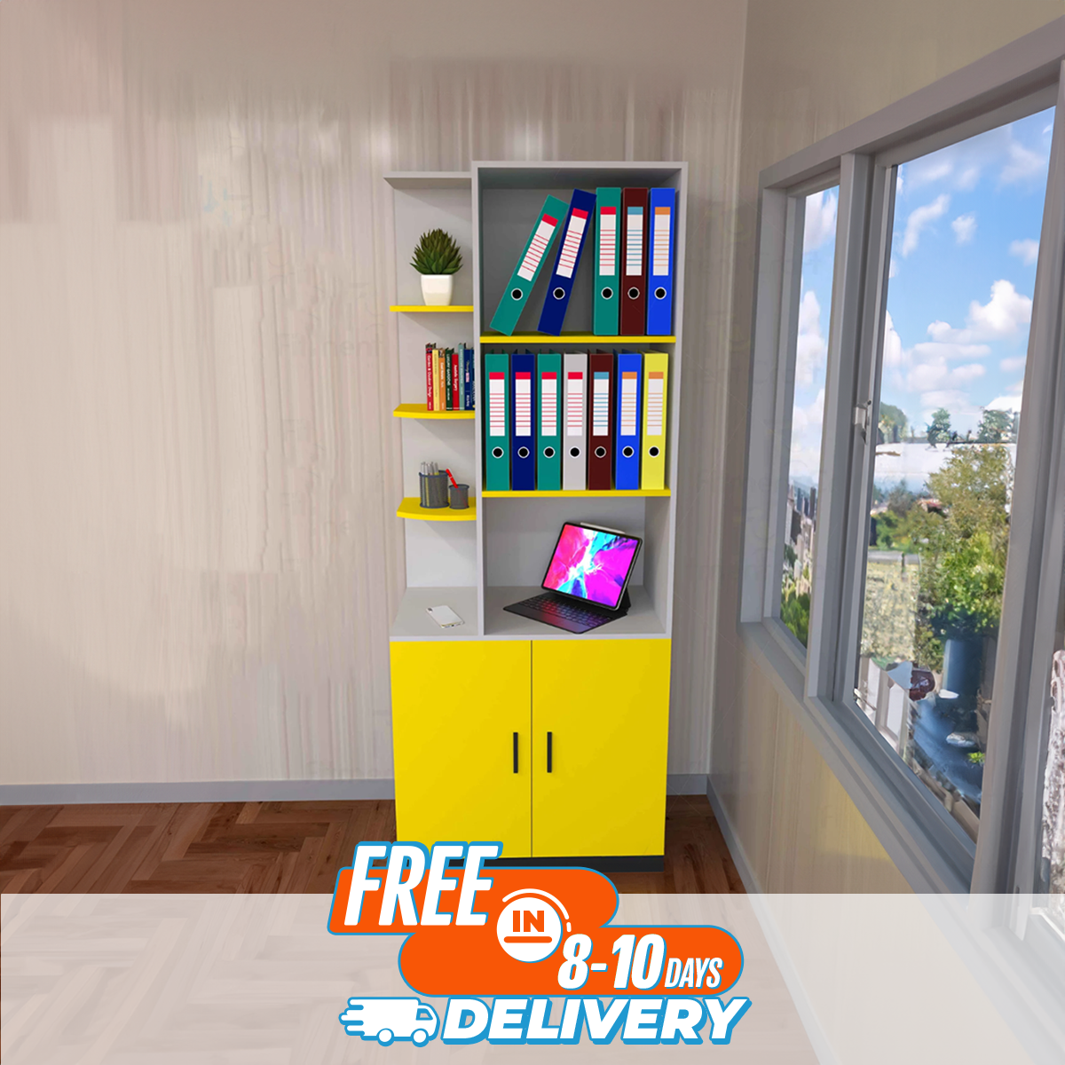 Picture of Nifty Nice Alna Heavy Duty Regal Design Engineered Wood Alna with 3 Large Storage Cabinet