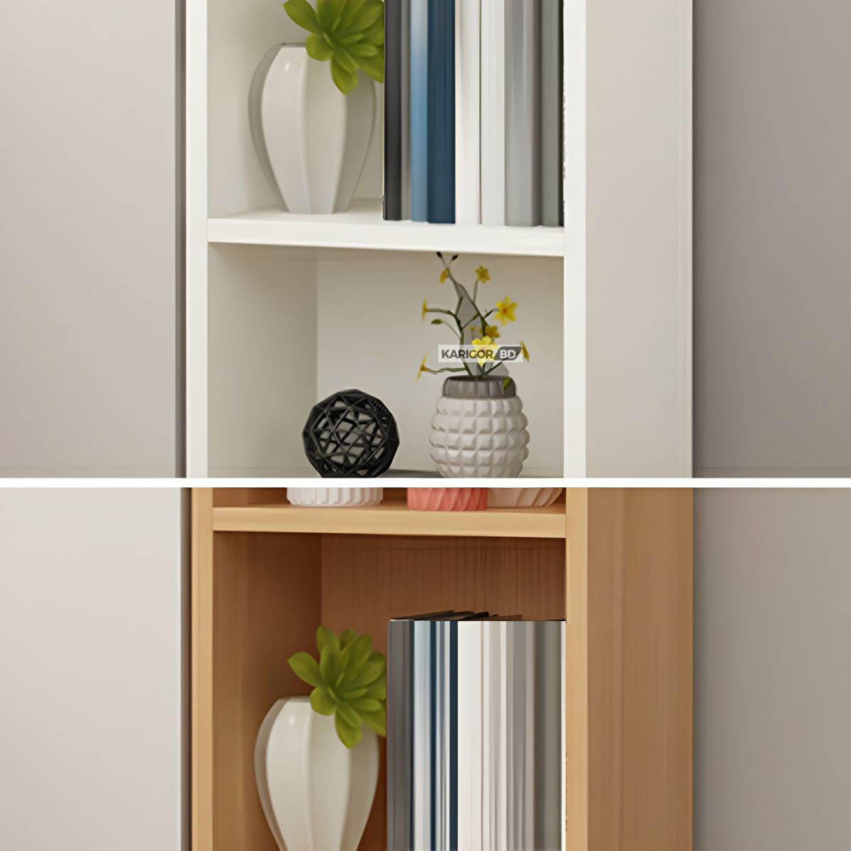 Picture of Bibliophile Book Shelf Shelving Stand Display Shelve Engineered Wood Bookshelf Showpiece Rack with Storage Cabinet by KARIGOR BD