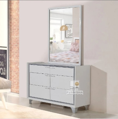 Picture of Furnisha Engineer wood Lamented Board New Dresser Rectangular Clear Mirror.