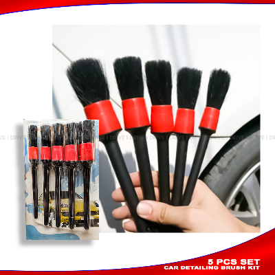 5 PC SET Car Detailing Brush Set Auto Car Detailing Brush Set for Cleaning Wheels, Interior, Exterior, Dashboard AKTC auto accessoriesonline shop bangladeshothoba.com