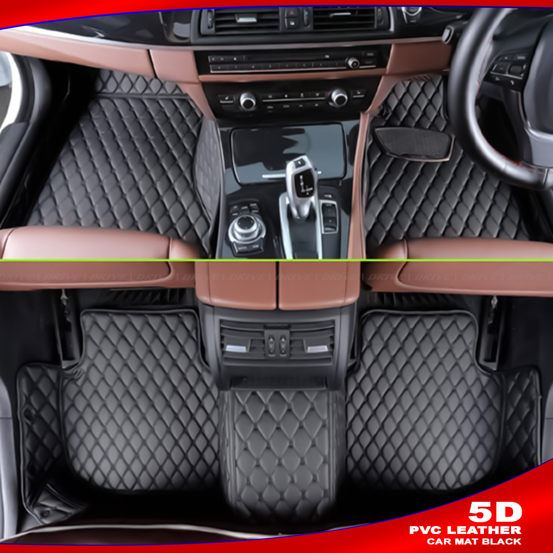 5D Car Floor Mat|PVC Leather 5D Car Mat|Drive 5D Car Floor Mat- DCM-14 BLACK WITH BLACK AKTC auto accessoriesonline shop bangladeshothoba.com